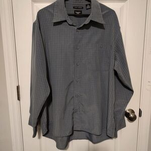 Haggar. Men's Casual Button Down Shirt XXL Collared Shirt Bluish Grey